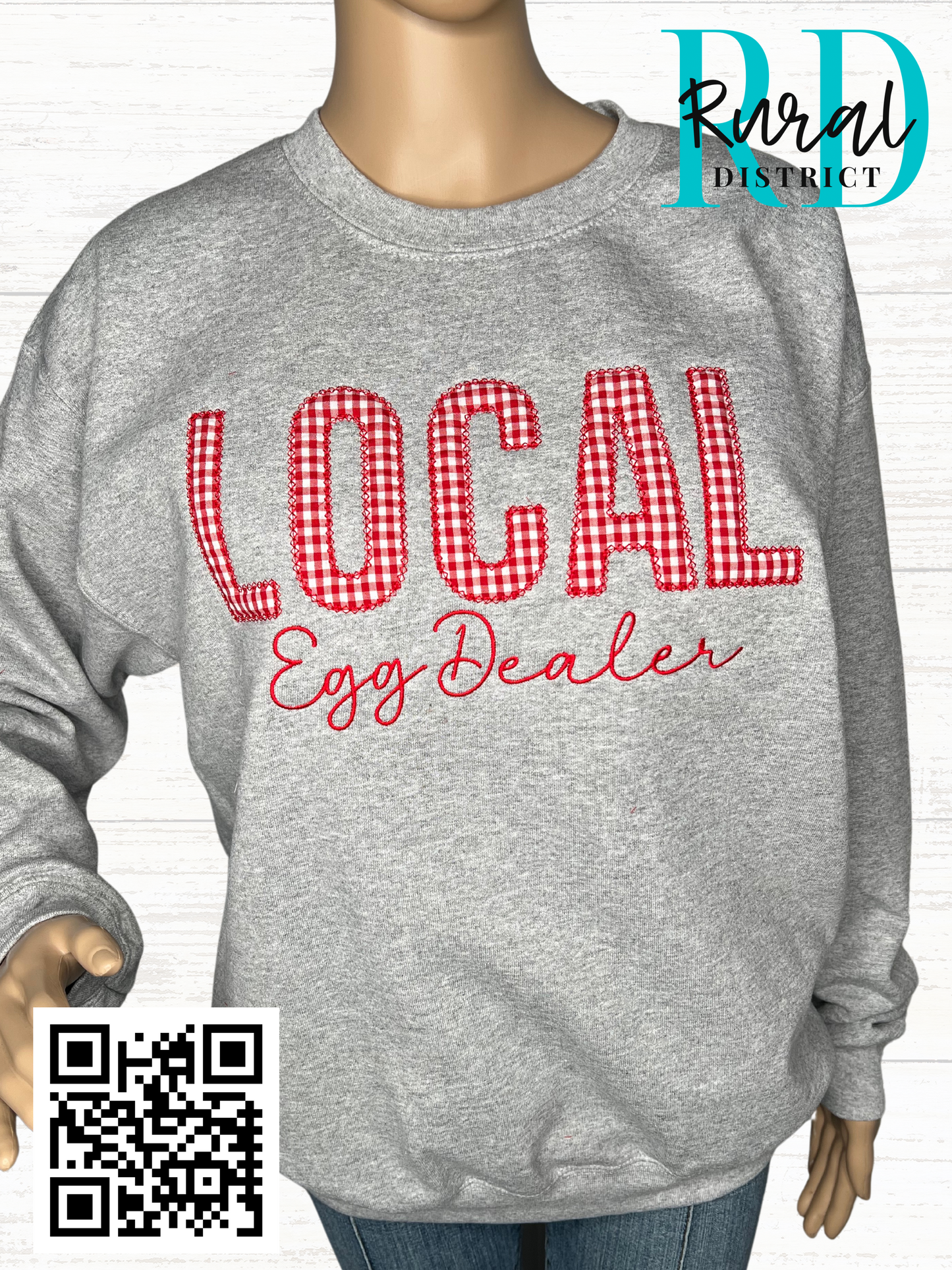 Local egg dealer sweatshirt appliqué