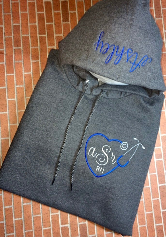 Nurse stethoscope monogram Hoodie | nurse stethoscope Sweatshirt | Nurse Pullover | nurse gift | Nurse hoodie