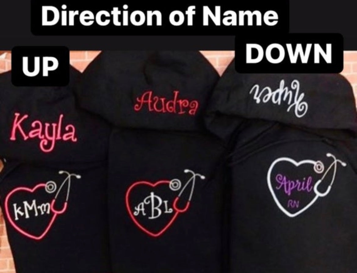 Nurse stethoscope monogram Hoodie | nurse stethoscope Sweatshirt | Nurse Pullover | nurse gift | Nurse hoodie