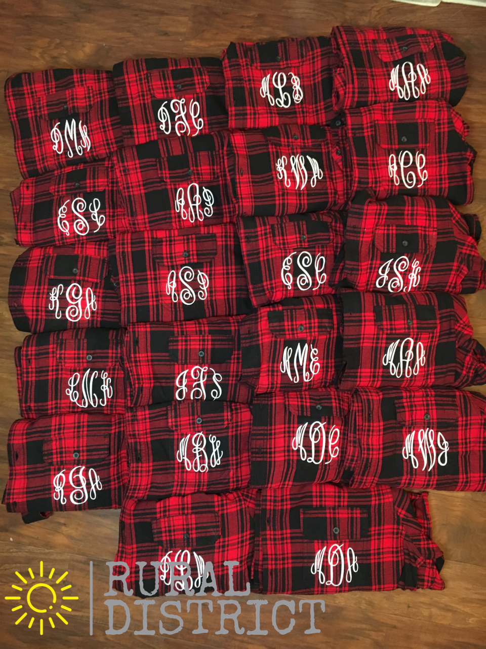 Monogrammed flannel, lumberjack flannel, red and black flannel