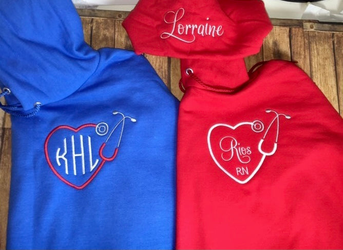 Nurse stethoscope monogram Hoodie | nurse stethoscope Sweatshirt | Nurse Pullover | nurse gift | Nurse hoodie
