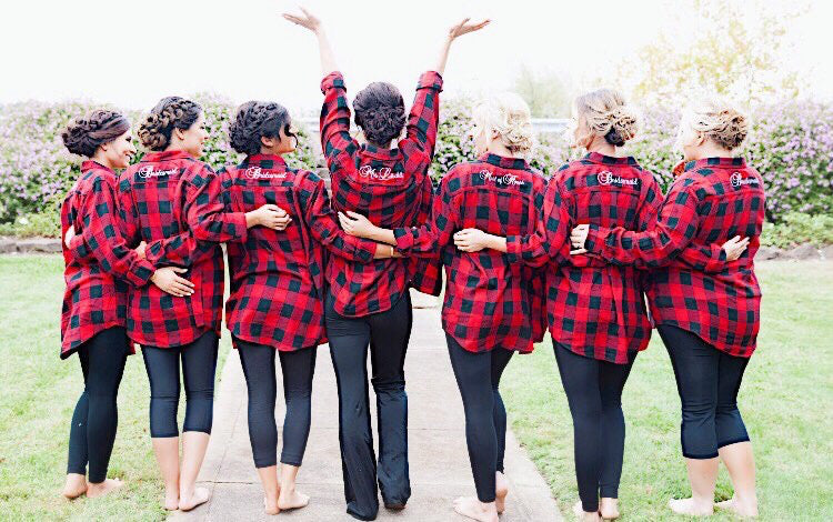 Monogrammed flannel, lumberjack flannel, red and black flannel