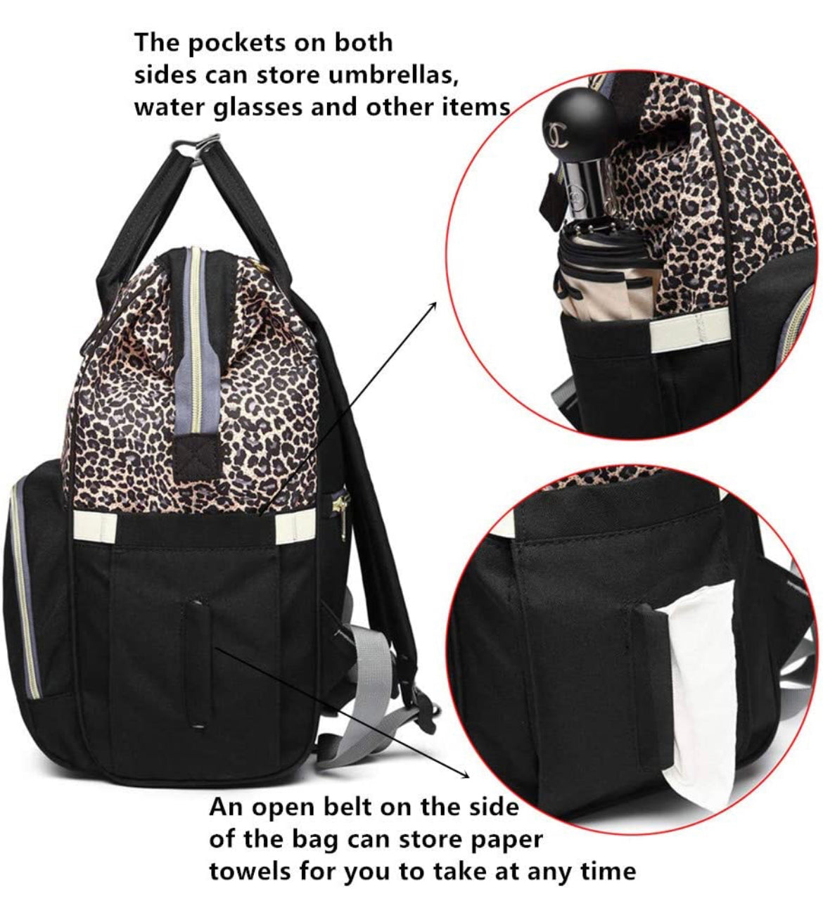 Cheetah diaper bag custom embroidery with name or monogram