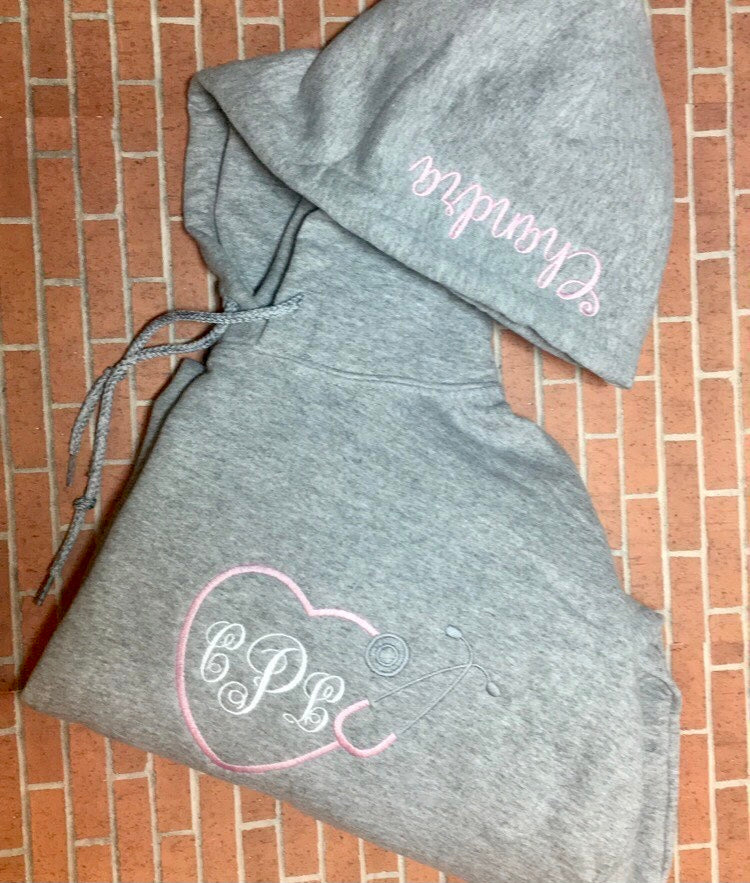Nurse stethoscope monogram Hoodie | nurse stethoscope Sweatshirt | Nurse Pullover | nurse gift | Nurse hoodie