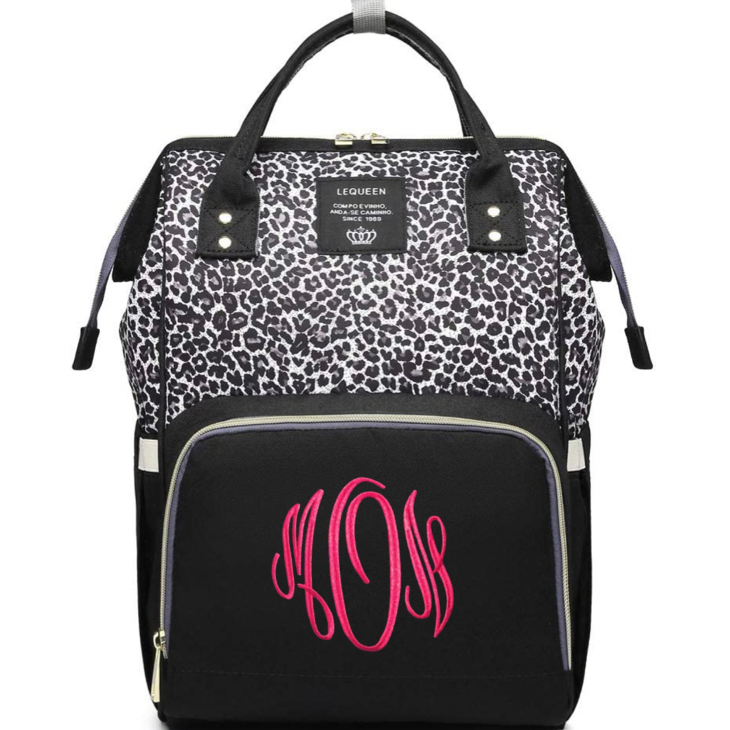 Cheetah diaper bag custom embroidery with name or monogram