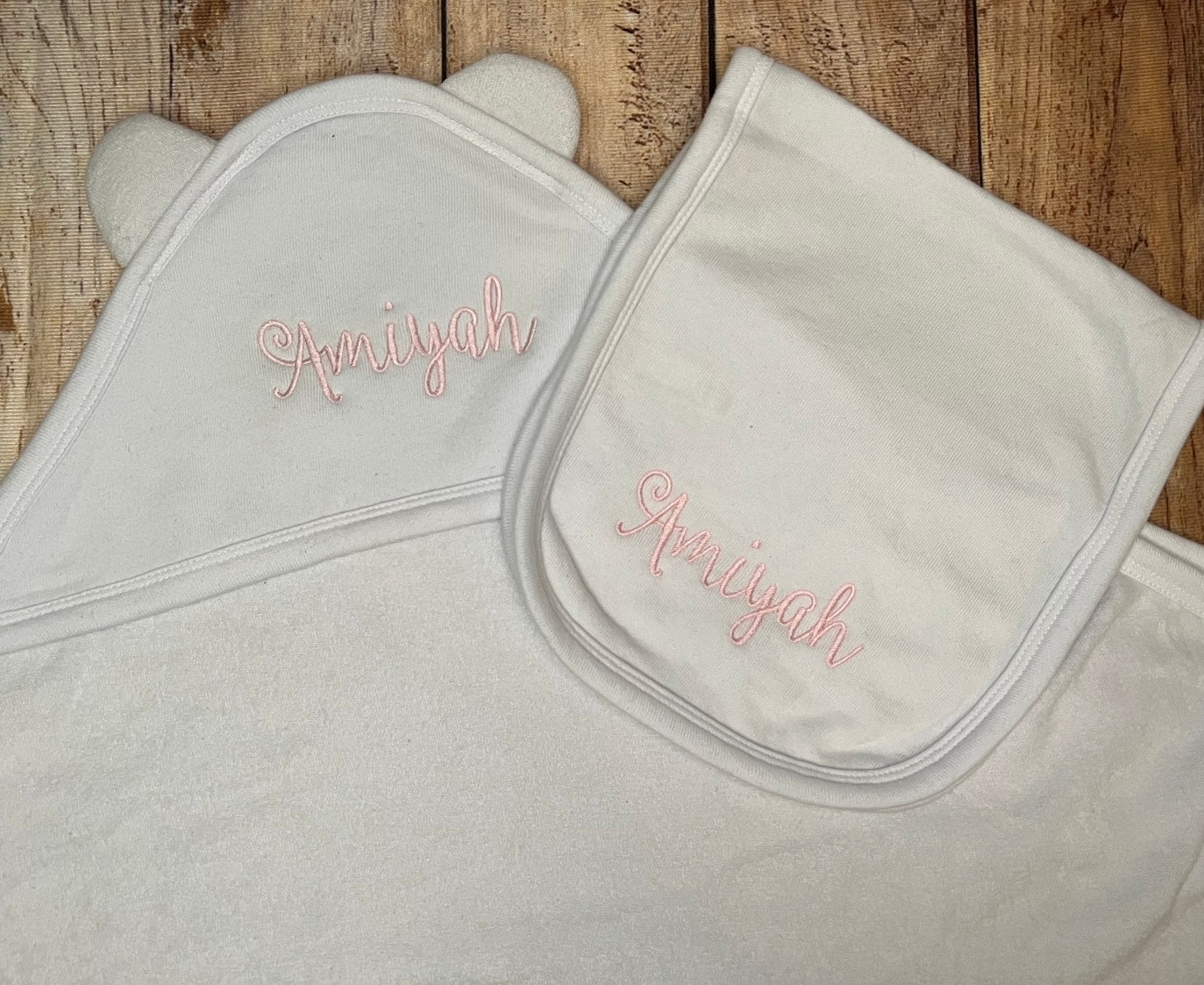 Hooded baby towels embroidered customized name or monogram