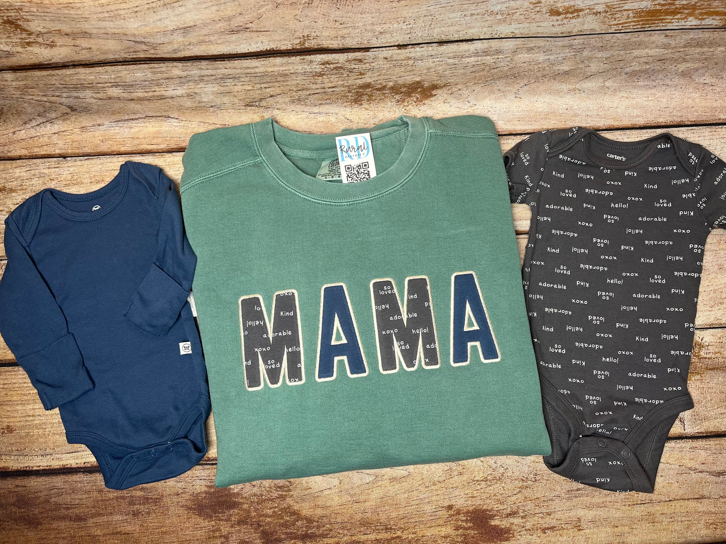 Mama appliqué HOODIE with baby clothes, completely customizable