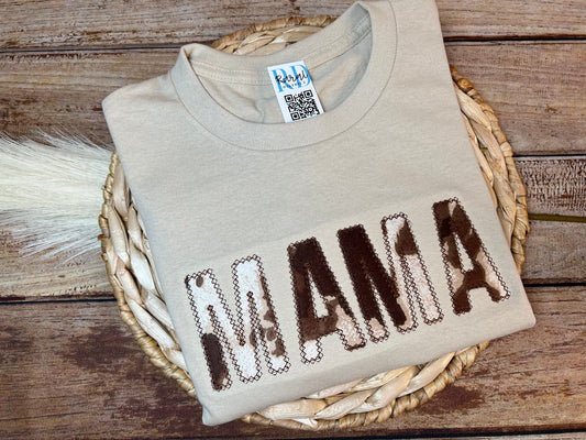 MAMA cowprint appliqué T-shirt