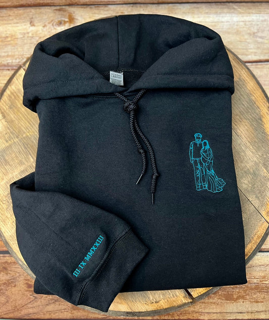 Custom embroidered photo on hoodie