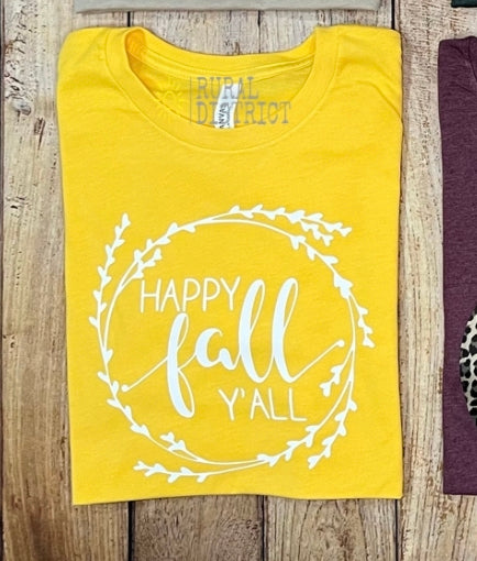 Happy fall y’all yellow T-shirt