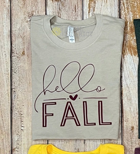 Hello Fall  tan  T-shirt