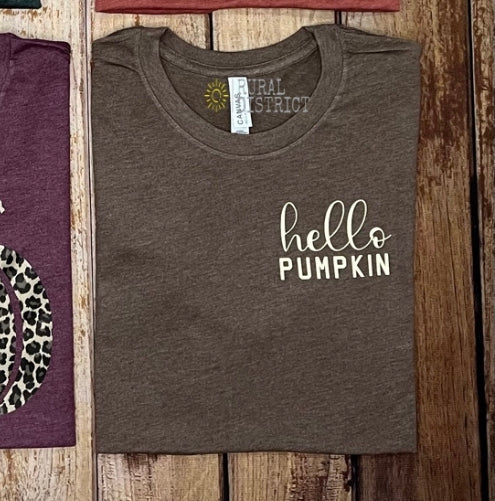 Hello pumpkin heather brown T-shirt