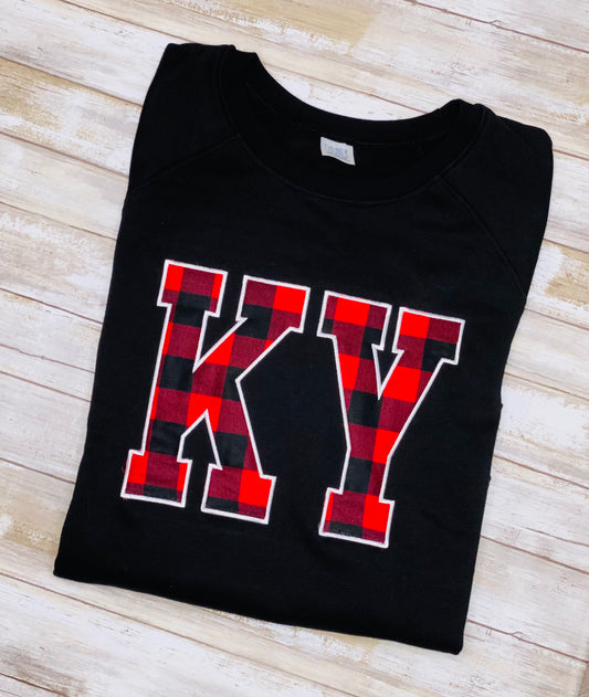 KY Buffalo plaid embroidered sweatshirt